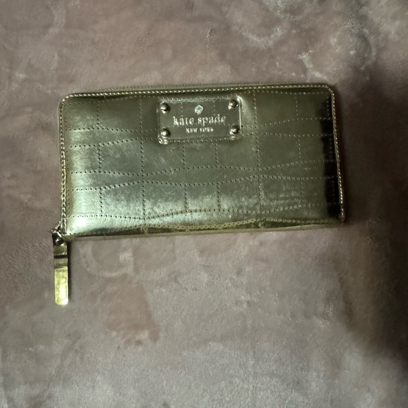 kate spade Handbags - Kate Spade Gold metalic Zip-Around Wallet